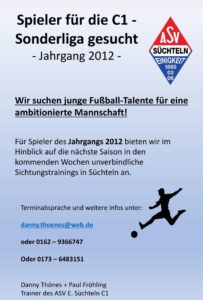 Spieler für die C1-Sonderliga gesucht